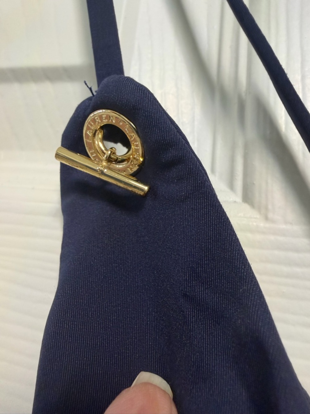 Lauren by Ralph Lauren Women’s  Navy One-Piece Swim Suit - Classic V-Neck - Picture 5 of 7